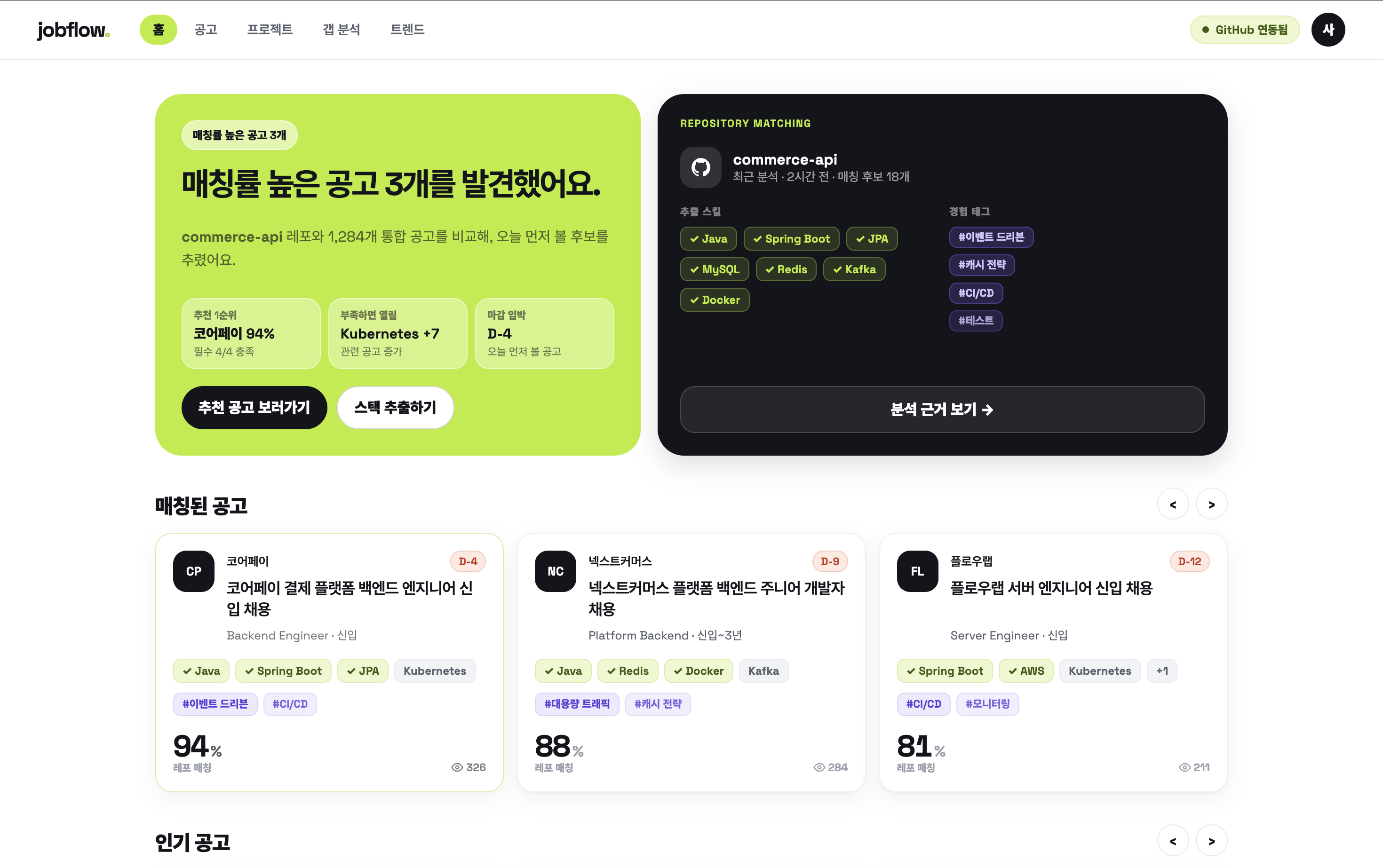 JobFlow dashboard screenshot